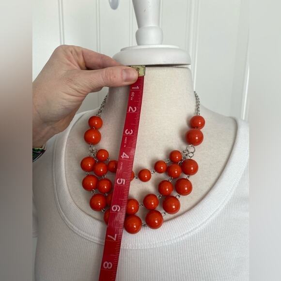 Paparazzi Women's Orange and Silver Bib Beaded Necklace Spring Statement Retro - Picture 5 of 7